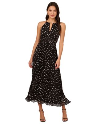 Adrianna Papell Women's Dot-Print Pleated Midi Dress Macy's