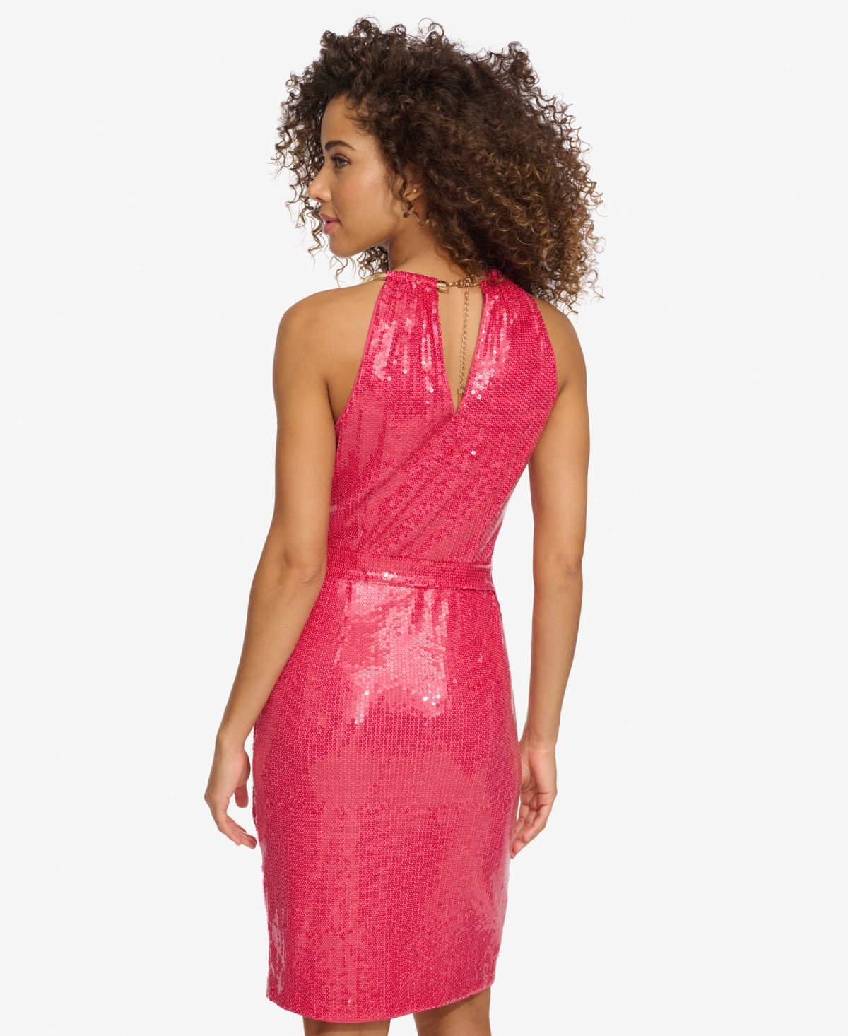 Shop Kensie Women's Sequined Faux-wrap Sheath Dress In Dark Pink