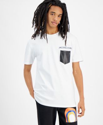 Jacob & John - Men's Cotton Leather-Pocket Logo T-Shirt