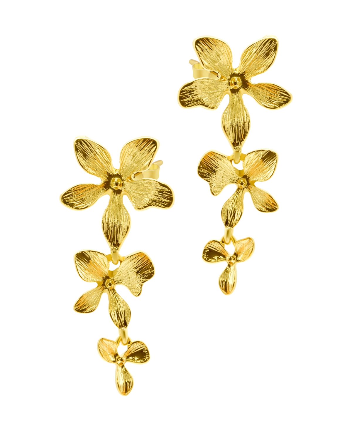 14K Gold-Plated 3-Petal Drop Earrings - Gold
