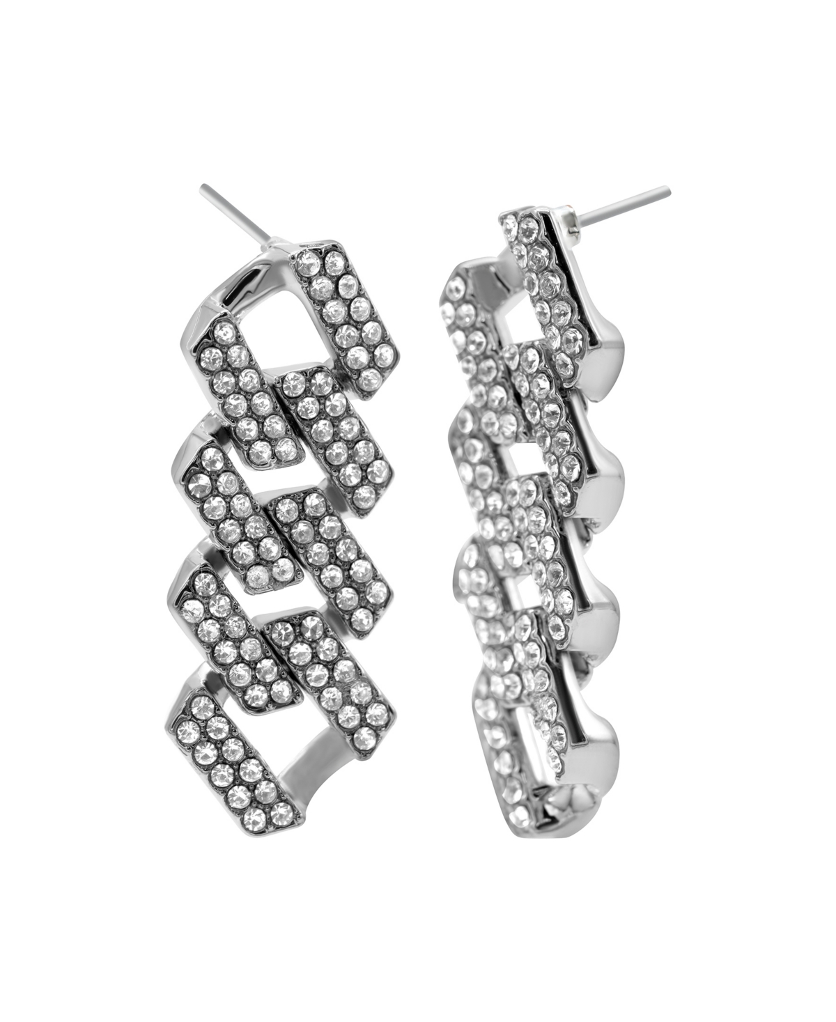 Shop Adornia Silver-plated Edgy Cuban Chain Crystal Drop Earrings