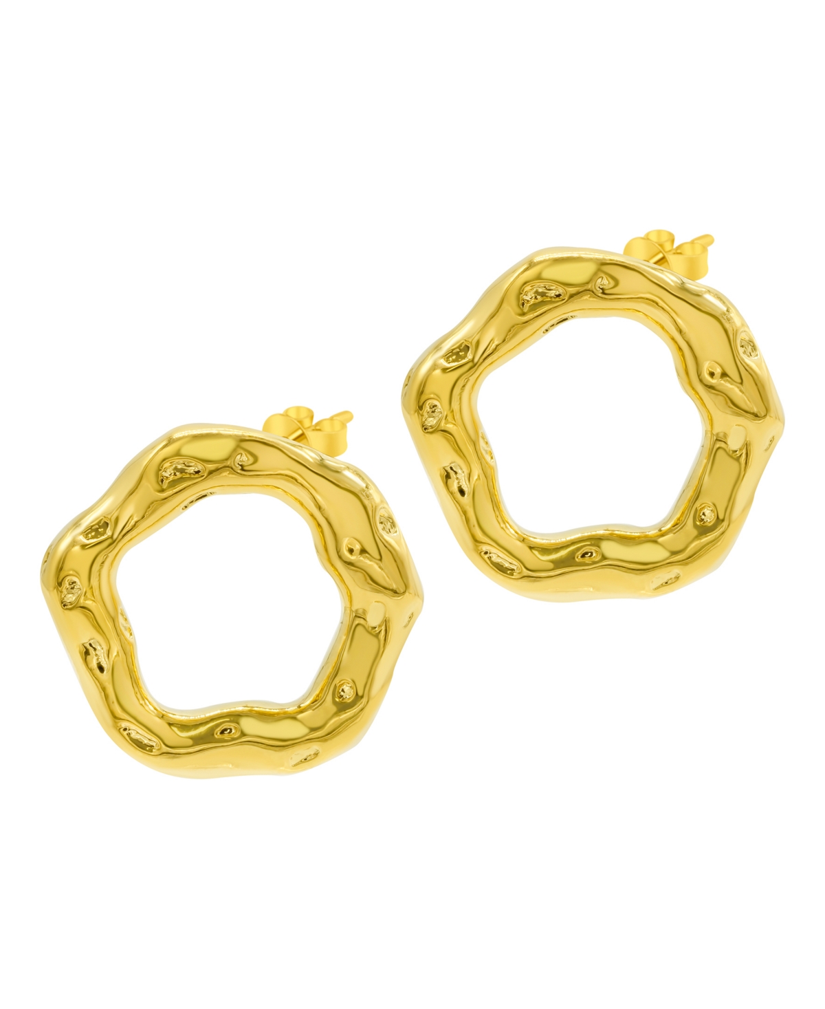 Shop Adornia Tarnish Resistant 14k Gold-plated Hammered Open Circle Earrings