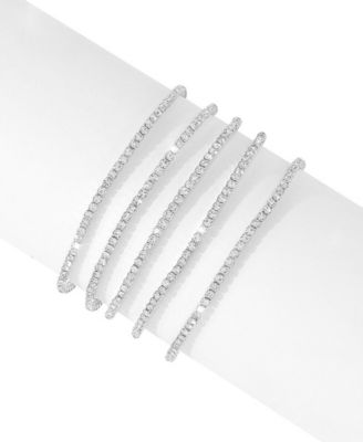 Silver-Plated Multi Stretch Crystal Bracelet Set