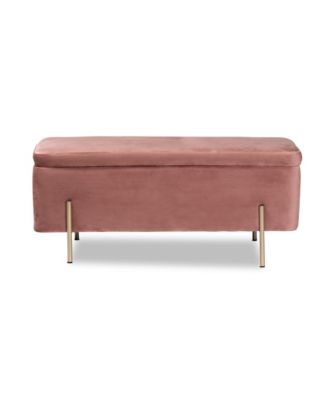 Rockwell Contemporary Glam and Luxe Velvet Fabric Upholstered and Finished Metal Storage Bench