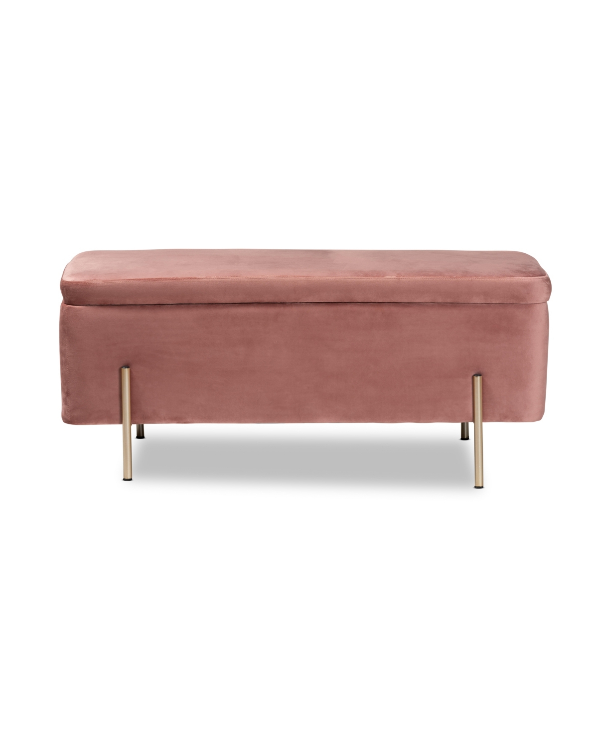 Baxton Studio Rockwell Contemporary Glam And Luxe Velvet Fabric Upholstered And Finished Metal Storage Bench In Blush Pink,gold