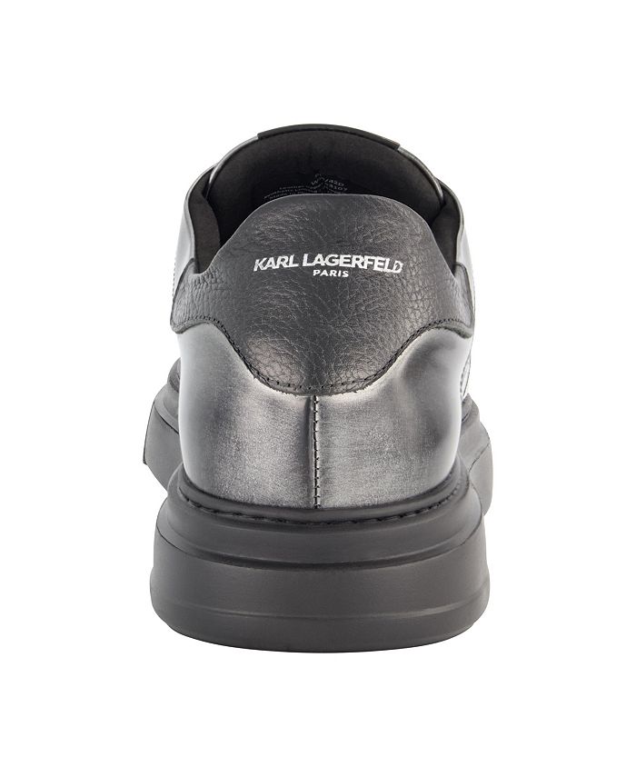 KARL LAGERFELD PARIS Men's Metallic Leather Karl Head Profile Sneakers ...