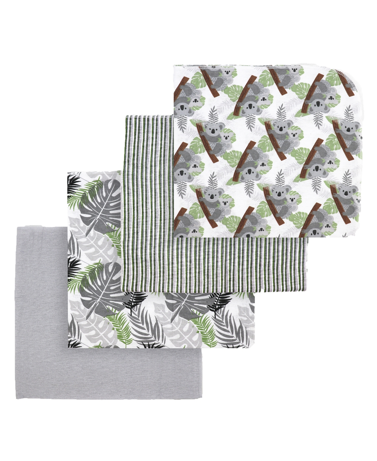 Shop Tendertyme Baby Boys Or Baby Girls Tropical Islands Receiving Blankets, Pack Of 4 In Green And Gray