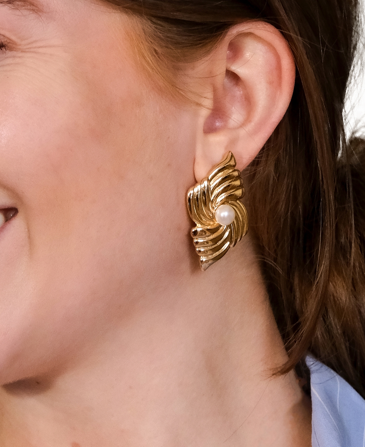 Sterling Forever Silver-Tone or Gold-Tone Freshwater Pearls Fantaisie Studs