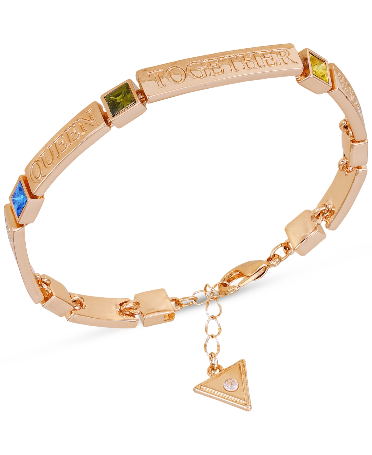 Gold-Tone Multicolor Stone Inspirational Bracelet - Gold