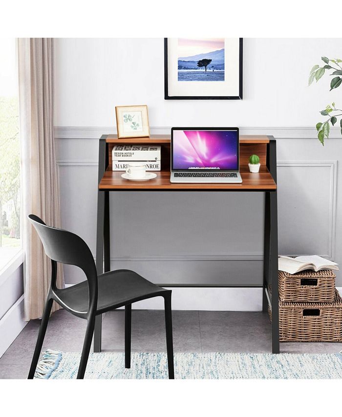 Slickblue 2 Tier Computer Desk PC Laptop Table Study Writing Home ...