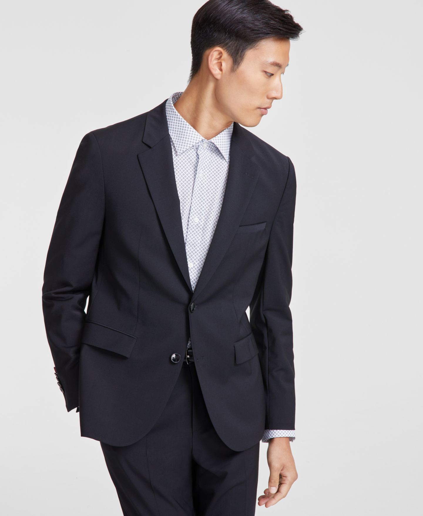 Мужской пиджак Hugo Boss Modern-Fit Solid Wool-Blend Suit, цвет: Чёрный — фото 1