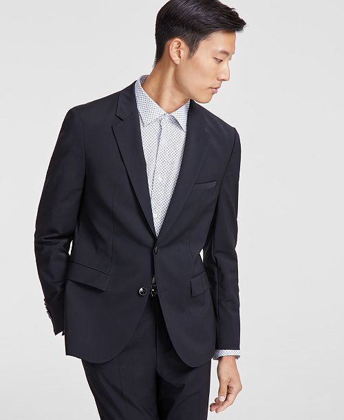 alfani HUGO by Hugo Boss Men's Modern-Fit Solid Wool-Blend Suit Jacket Men's Fashion & Accessories