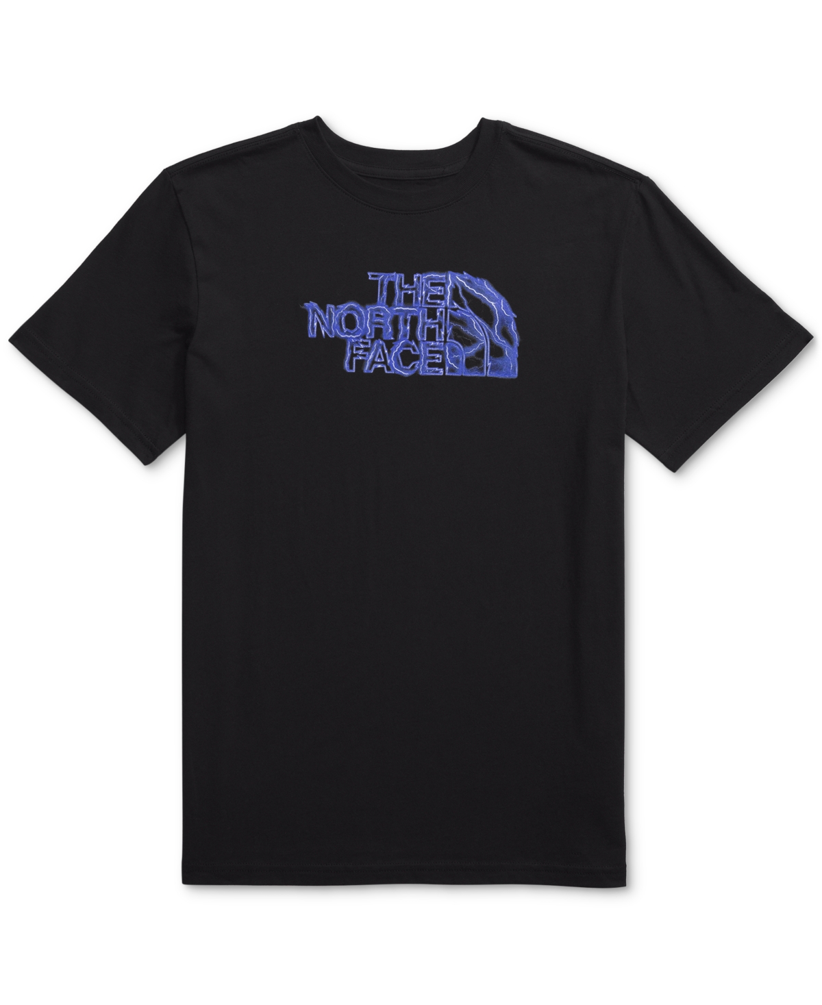 Shop The North Face Big Boys Short-sleeve Logo Graphic T-shirt In Tnf Black,solar Blue