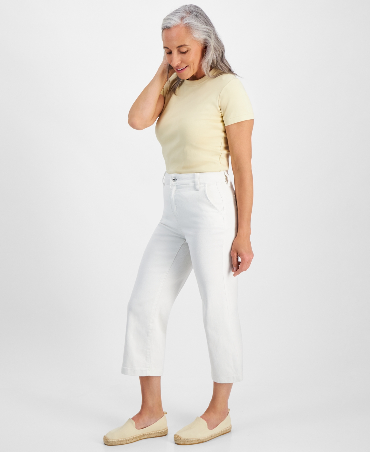 Shop Style & Co Women's High-rise Wide-leg Crop Jeans, Created For Macy's In Shiitake