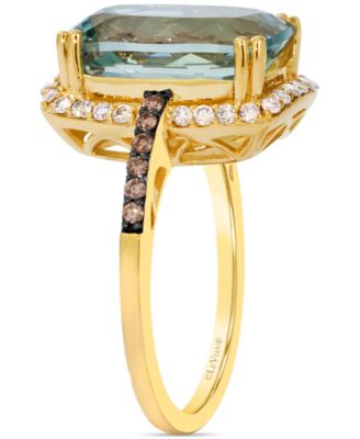 Mint Julep Quartz (6 ct. t.w.) & Diamond Halo Ring (3/8 ct. t.w.) in 14k Gold