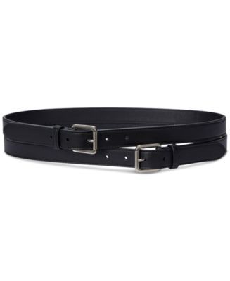 WIDE DOUBLE BUCKLE BELT SOLID BLACK