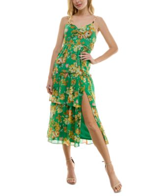 BCX - Juniors' Printed V-Neck Sleeveless A-Line Dress