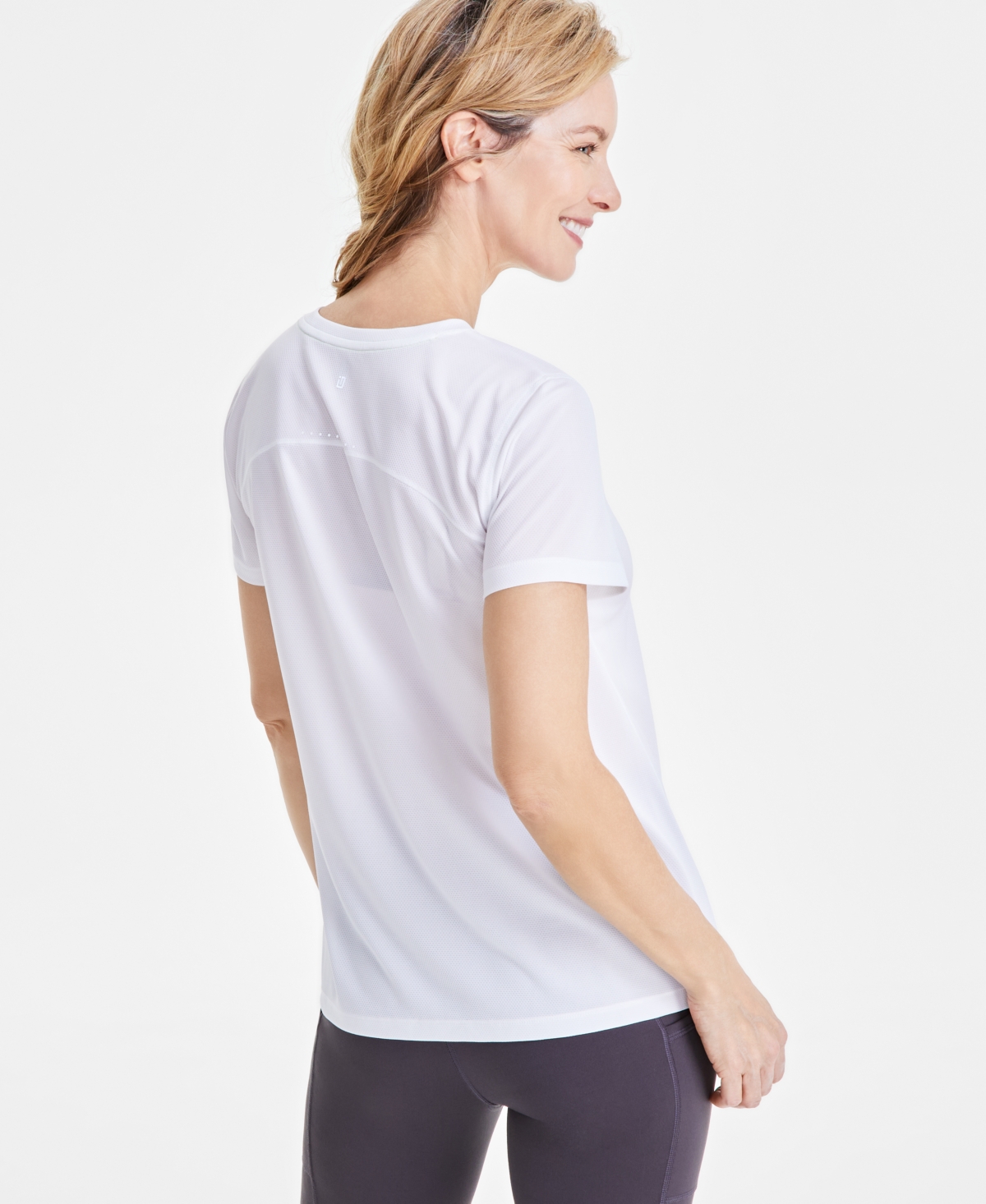 Shop Id Ideology Women's Birdseye Mesh Short-sleeve T-shirt, Created For Macy's In Bright White