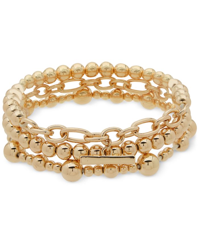Anne Klein Gold-Tone Beaded Multi-Row Stretch Bracelet