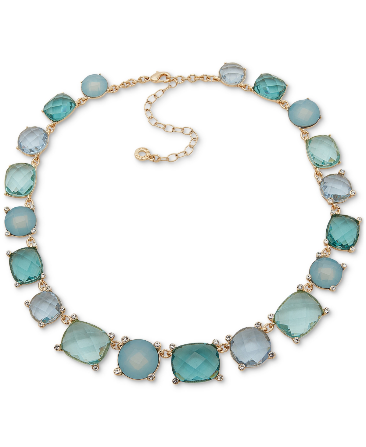 Shop Anne Klein Gold-tone Pave & Tonal Stone All-around Collar Necklace, 16" + 3" Extender In Blue