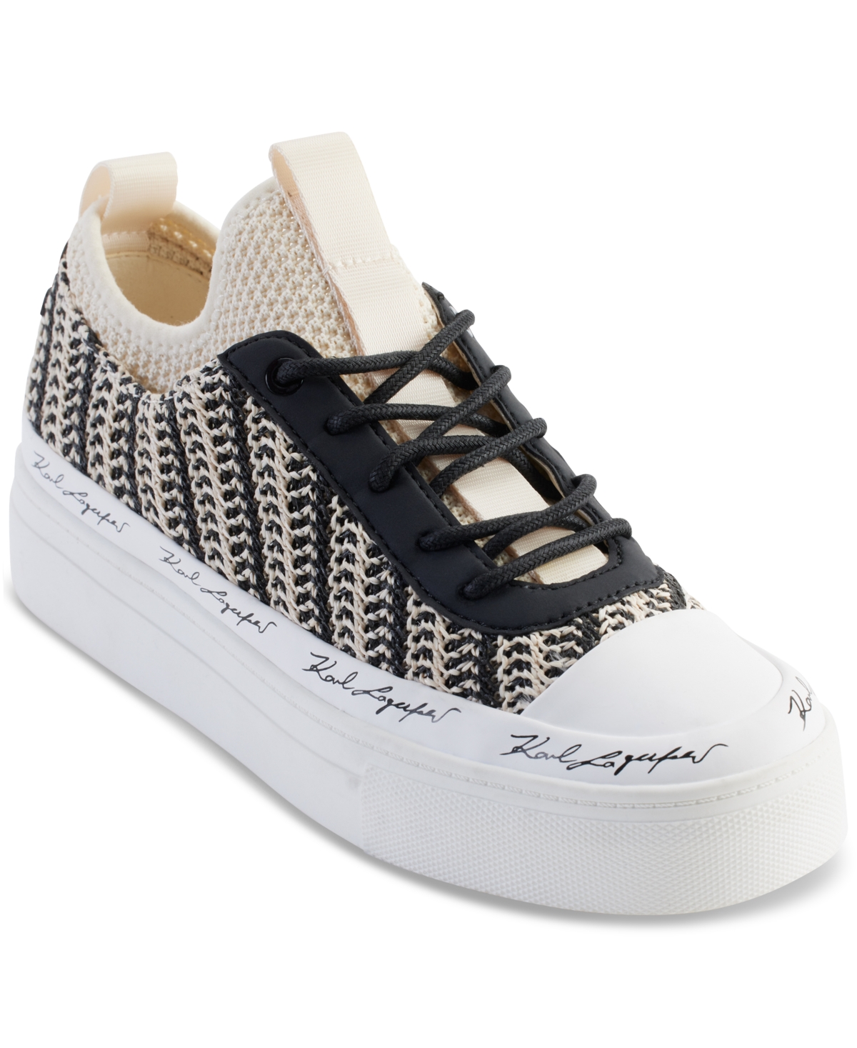Shop Karl Lagerfeld Women's Cona Slip On Platform Sneakers In Black,cream