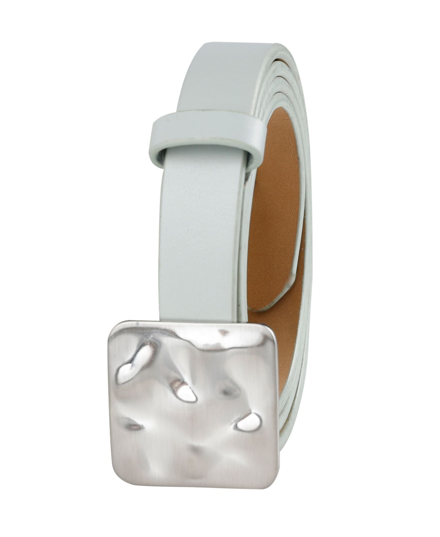 Women's Skinny Hammered Plaque Buckle Belt