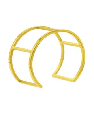 Tarnish Resistant 14K Gold-Plated Stainless Steel Double Row Cuff Bracelet