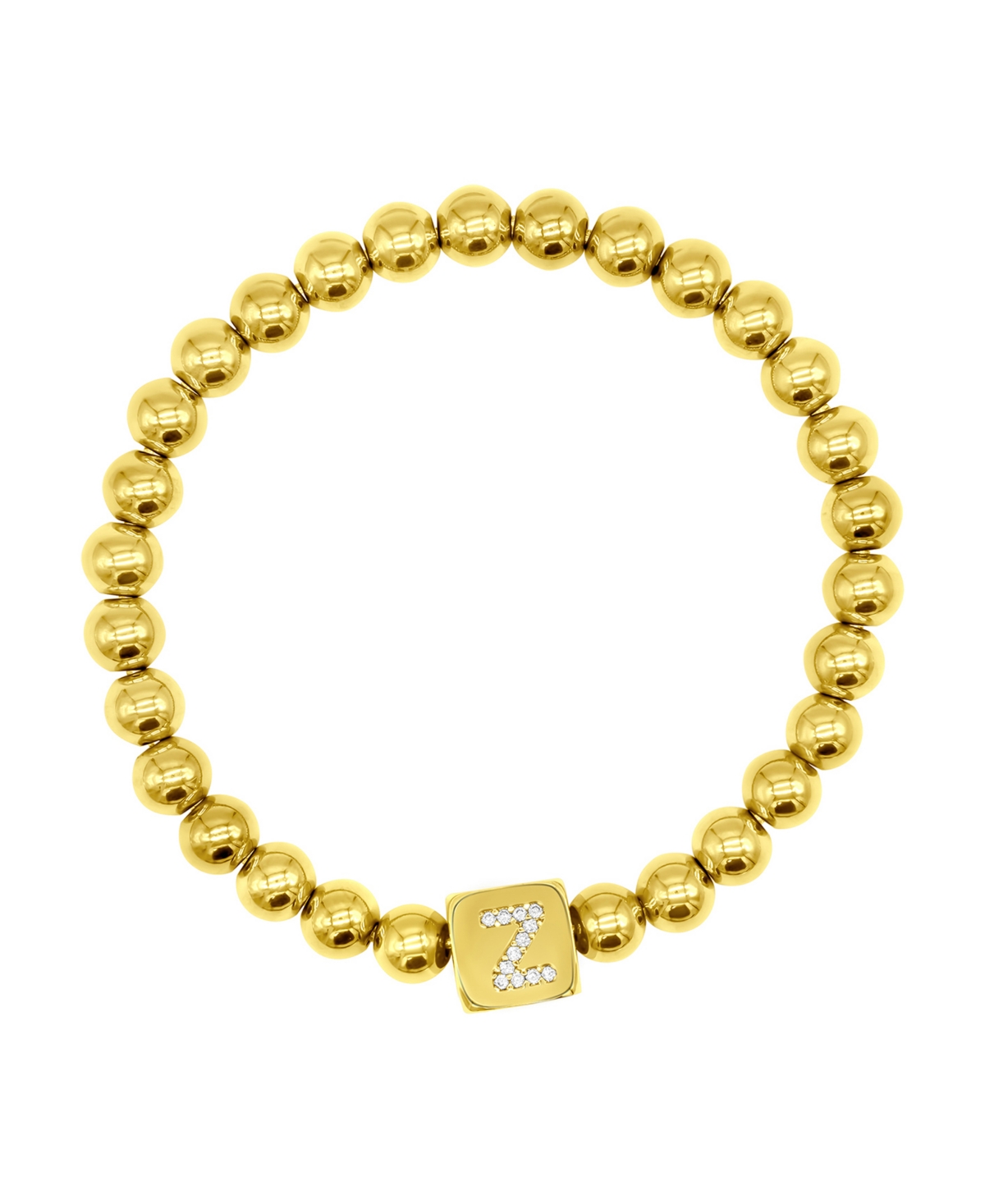 Adornia Crystal Initial Stretch Bracelet In Gold- Z