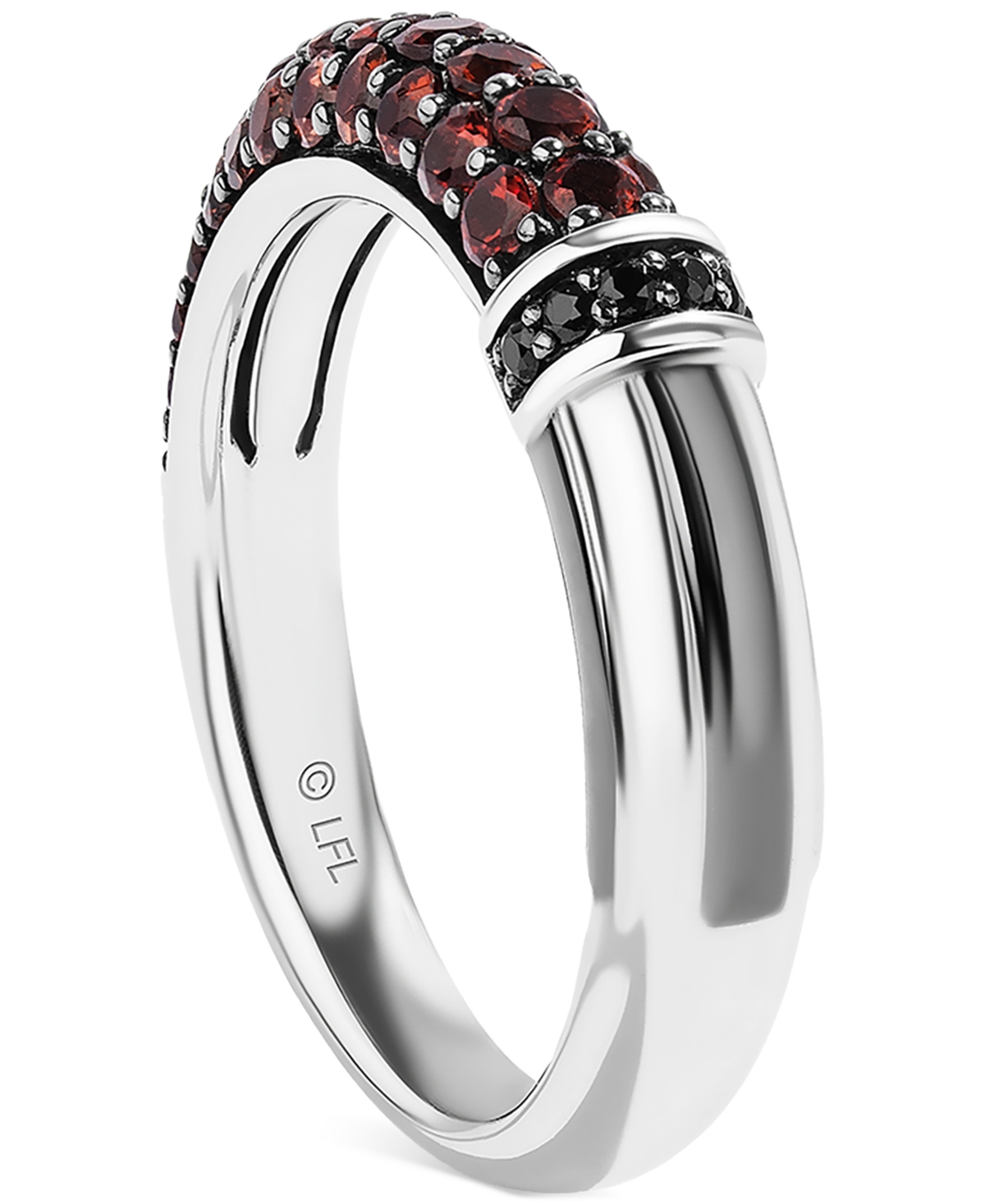Wonder Fine Jewelry Star Wars  Garnet (1 Ct. T.w.) & Black Diamond (1/20 Ct. T.w.) Darth Vader Lights In Sterling Silver