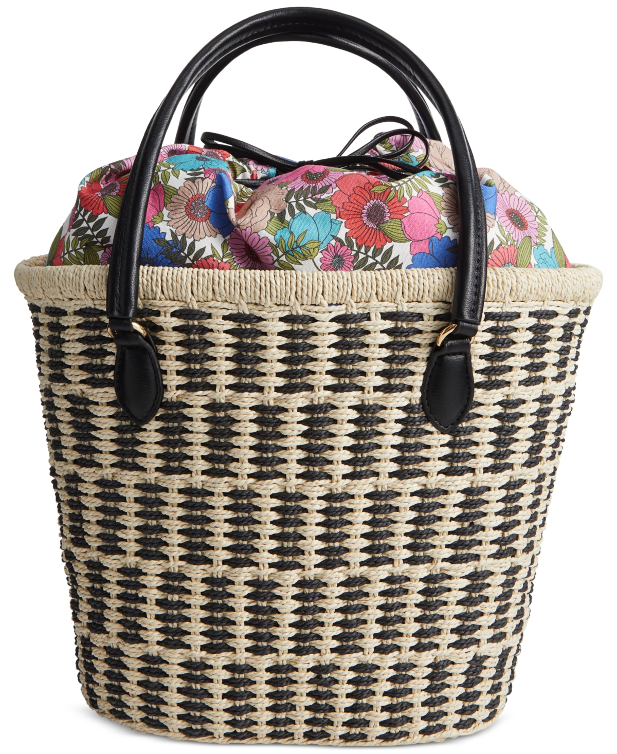 Isabellaa Straw Tote Bag, Created for Macy's - Straw/blu Strp