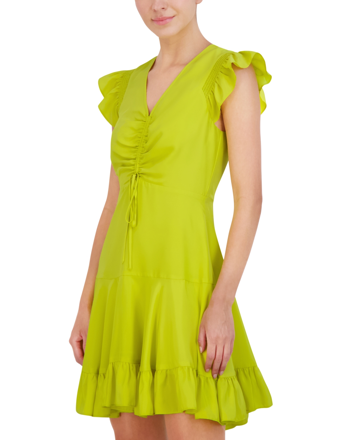 Eliza J Women's Ruched Flutter-Sleeve V-Neck Dress