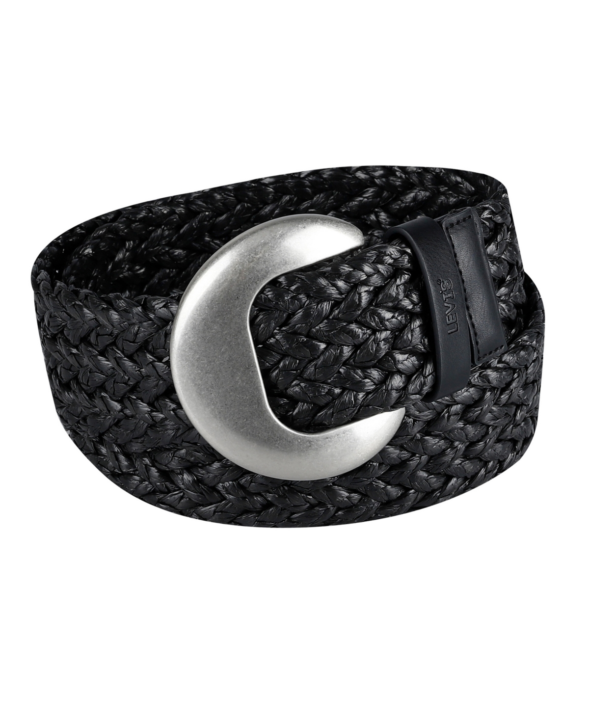 Levi's Women's Fully Adjustable Raffia Belt With Statement Buckle In Black
