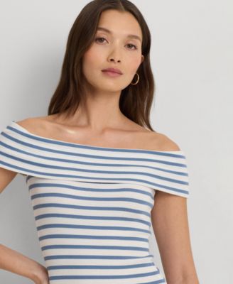 Lauren Ralph Lauren Women's Striped Off-the-Shoulder Midi Dress