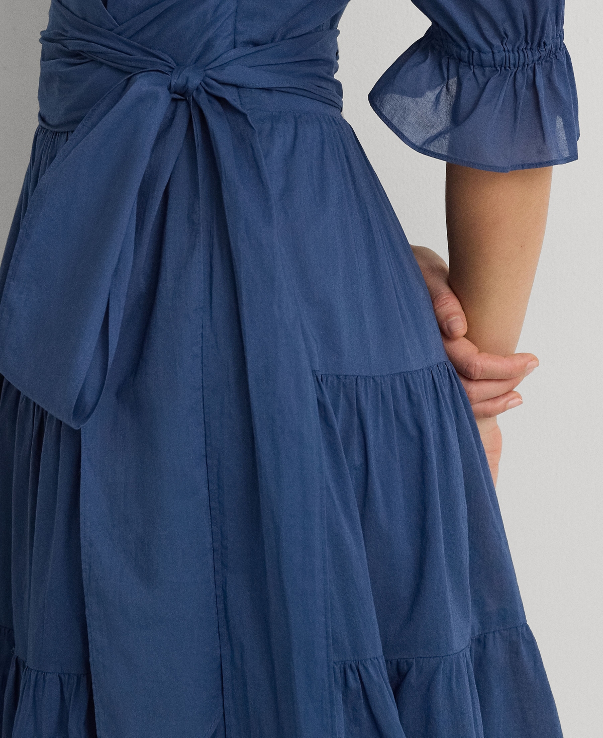 Shop Lauren Ralph Lauren Women's Tie-front Cotton Voile Surplice Dress In Indigo Dusk