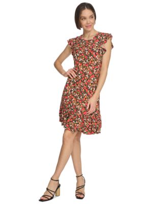 Tommy Hilfiger - Women's Floral-Print Ruffled Shift Dress