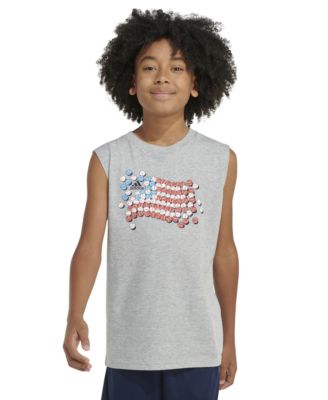 adidas - Big Boys Sleeveless USA Graphic Heathered T-Shirt