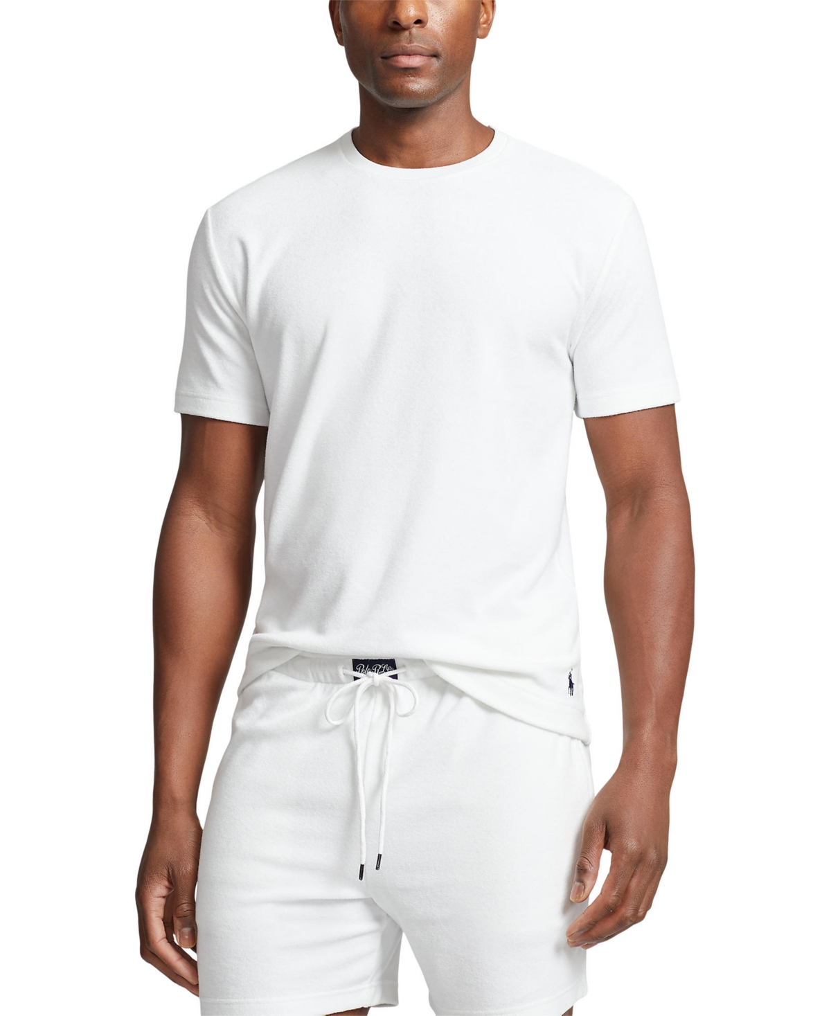 Shop Polo Ralph Lauren Men's Terry Cabana Crewneck Sleep Shirt In White