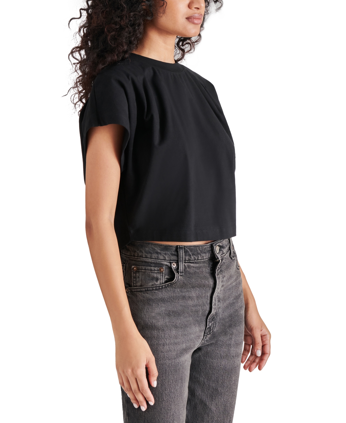 Shop Steve Madden Women's Noah Dolman-sleeve Pleated Top In Black
