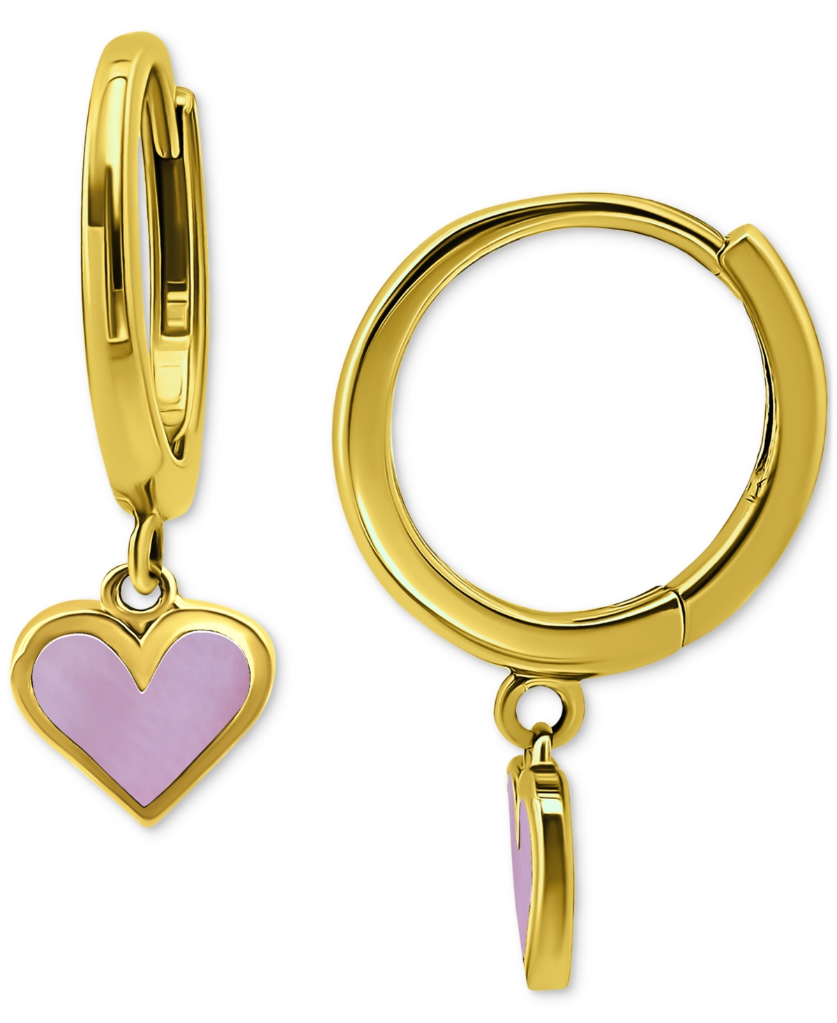 Shop Giani Bernini Pink Shell Heart Dangle Hoop Drop Earrings In 18k Gold-plated Sterling Silver, Created For Macy's