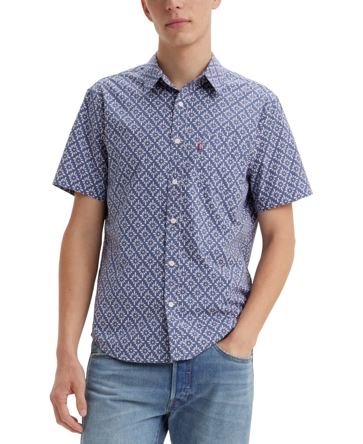 Shop Levi's Men's Classic 1 Pocket Short Sleeve Regular Fit Shirt In Marquise D