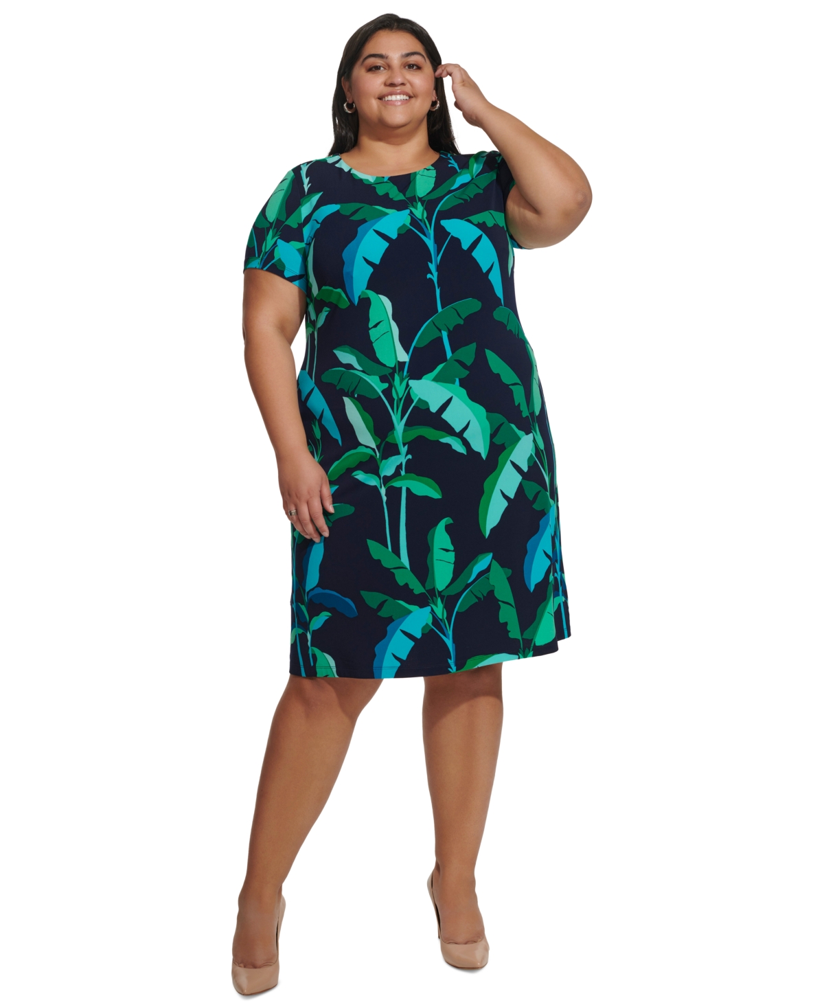 Tommy Hilfiger Plus Size Beverley Hills Shift Dress In Bright Gn