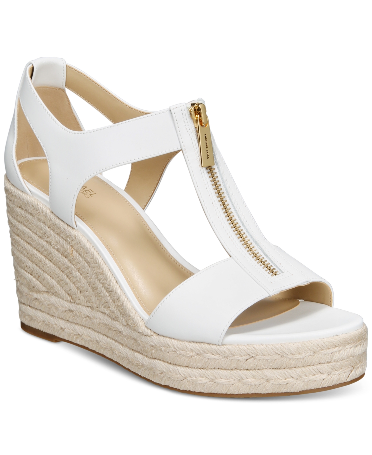 Shop Michael Kors Michael  Women's Berkley Mid Wedge Sandals In Optic White