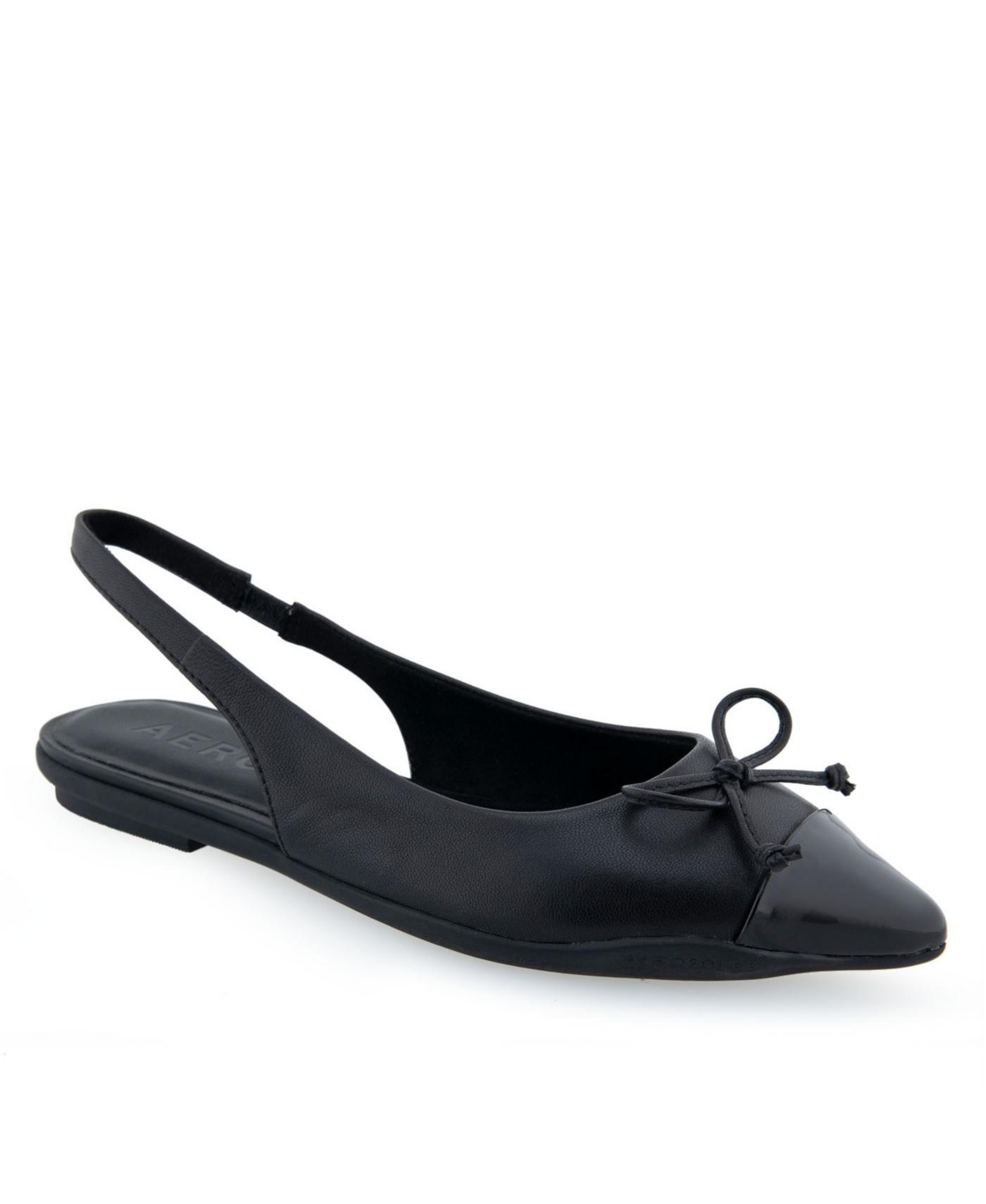 Shop Aerosoles Women's Donna Pointed Toe Slingback Flats In Black Leather