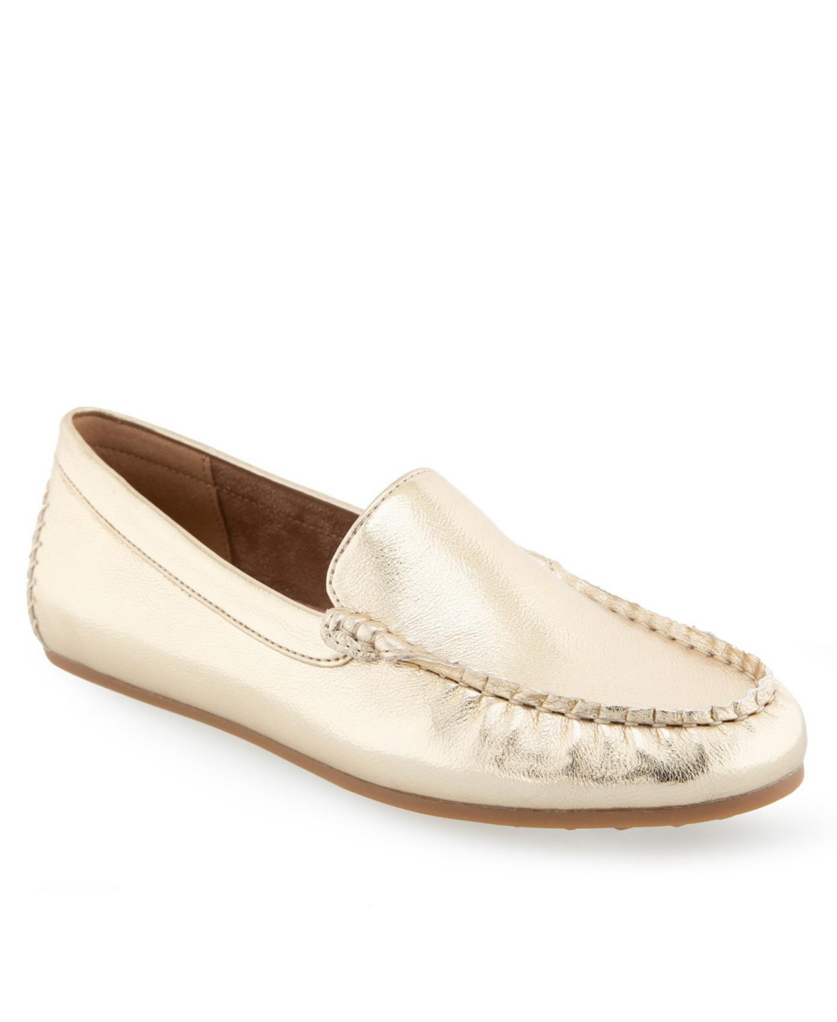 Shop Aerosoles Women's Over Drive Loafers In Soft Gold Polyurethane