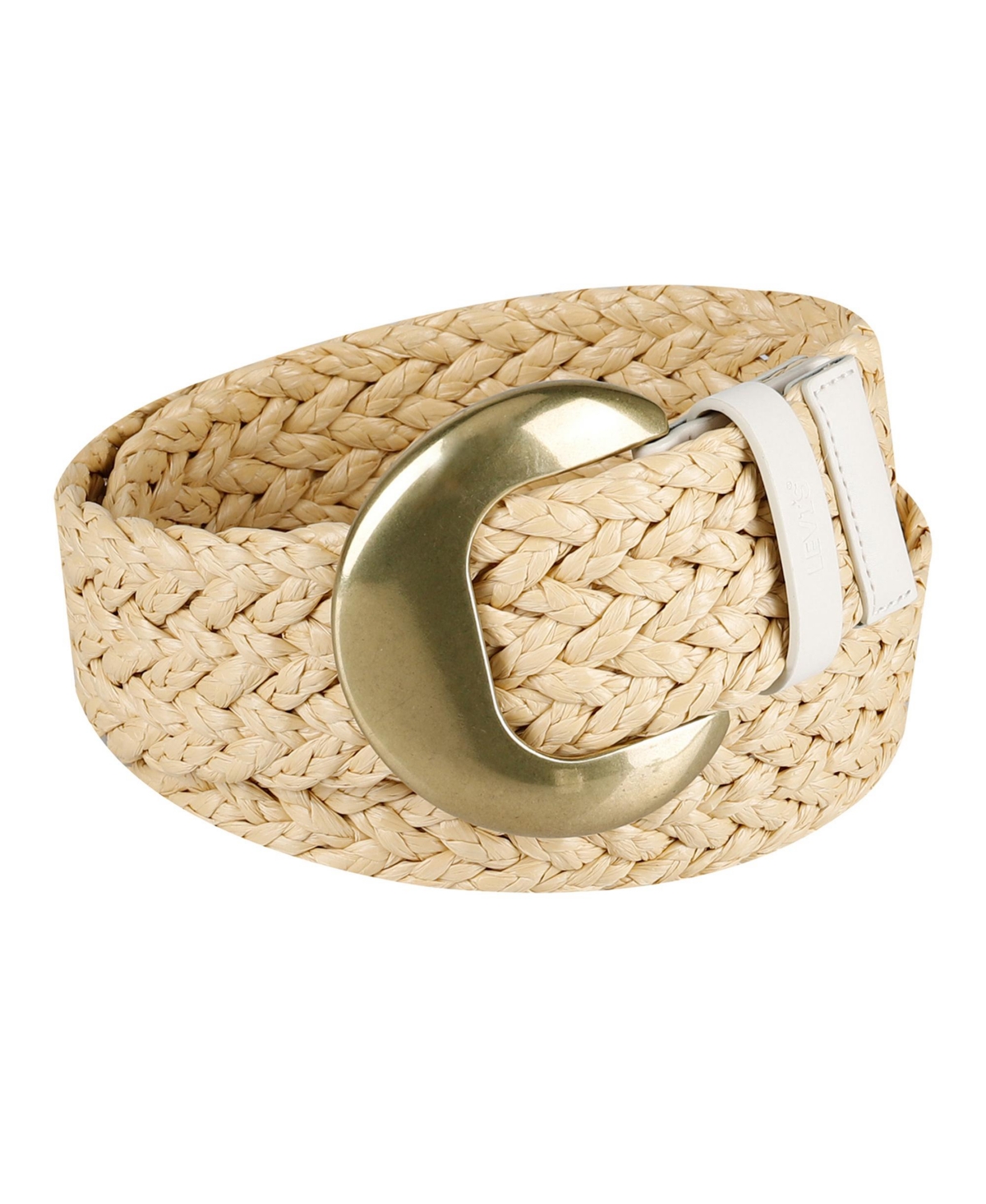 Levi's Women's Fully Adjustable Raffia Belt With Statement Buckle In Natural