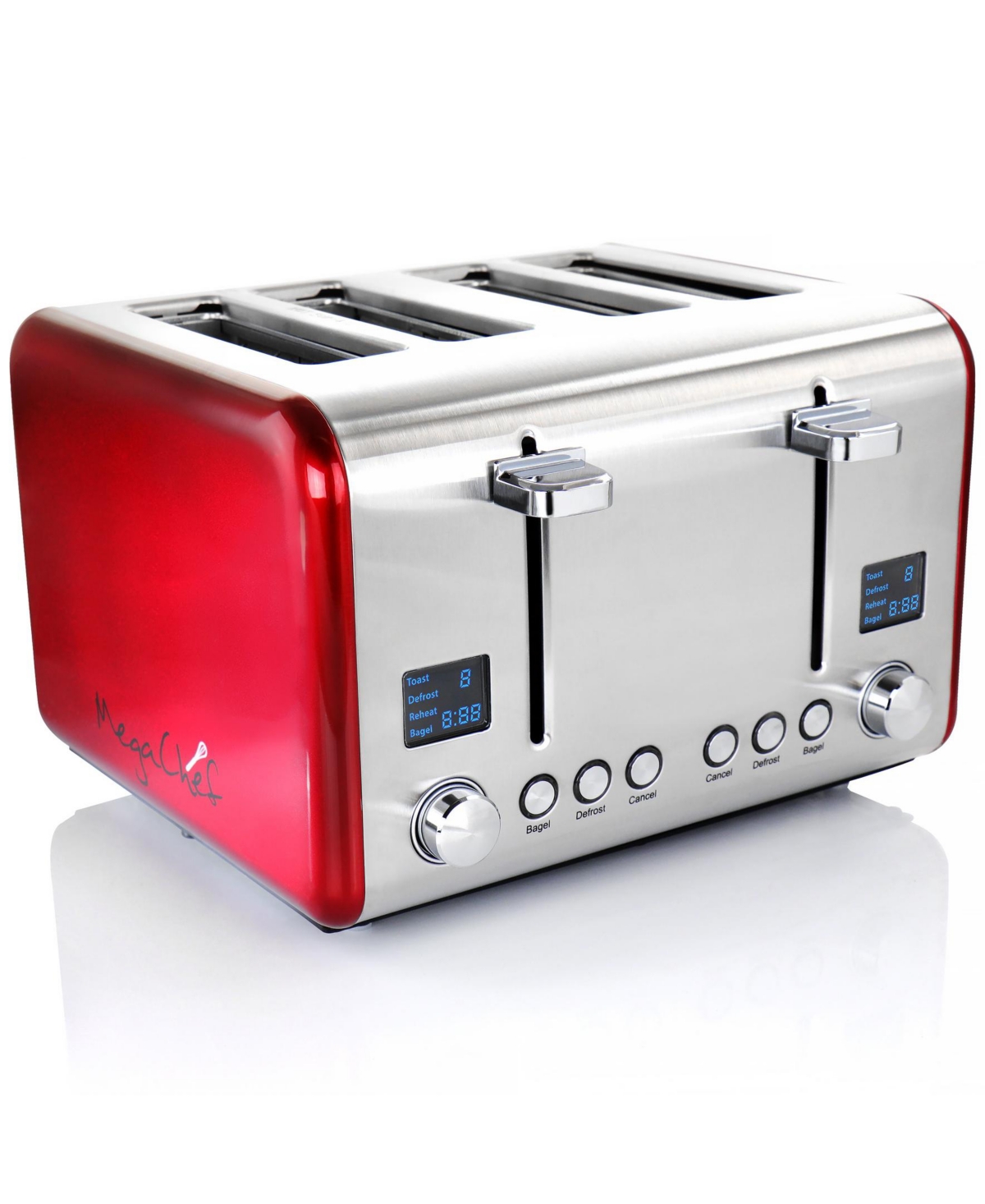 Megachef 4 Slice Toaster In Stainless Steel In Red