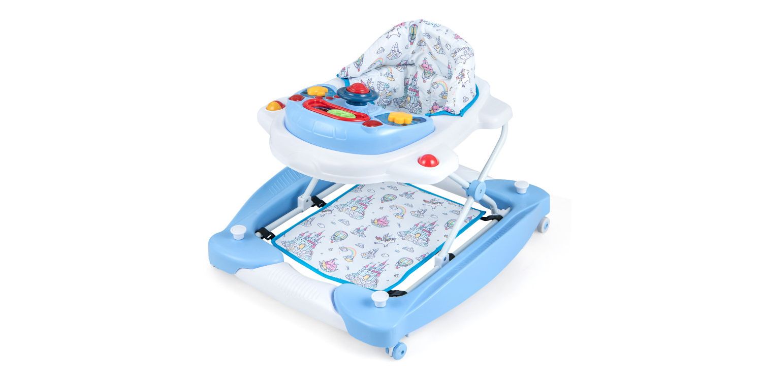 Foldable 6 in 1 Baby Walker with Adjustable Height for Infant Mobility and Play