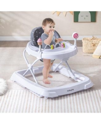 Foldable Baby Activity Walker with Adjustable Height and Detachable Seat Cushion