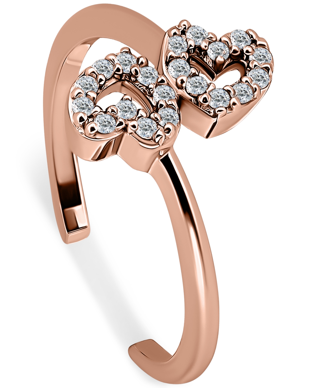 Shop Giani Bernini Cubic Zirconia Double Heart Toe Ring, Created For Macy's In Rose Gold