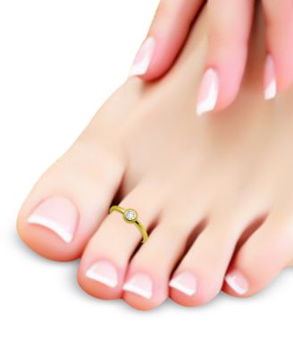 Cubic Zirconia Bezel Polished Toe Ring, Created for Macy's